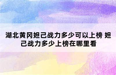 湖北黄冈妲己战力多少可以上榜 妲己战力多少上榜在哪里看